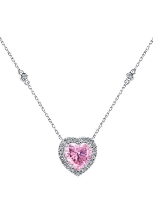 DY190607 S W BF 925 Sterling Silver Cubic Zirconia Heart Dainty Necklace