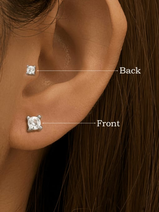 YUANFAN 925 Sterling Silver Cubic Zirconia Geometric Minimalist Single Earring 2
