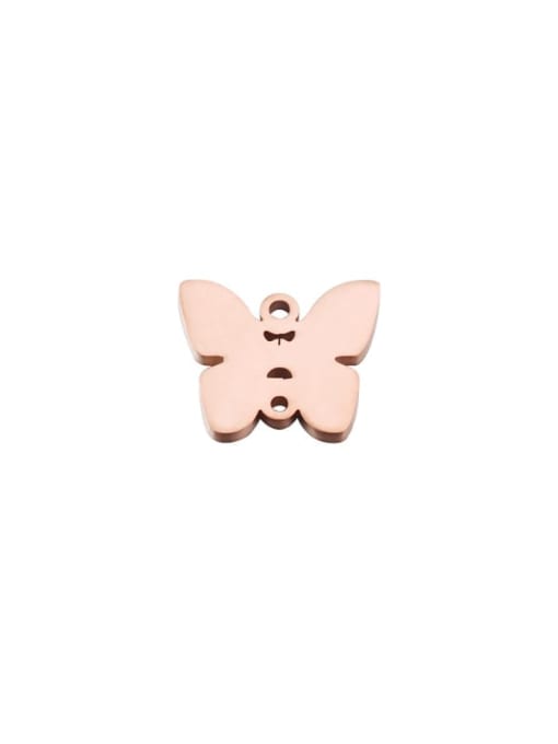 rose gold Stainless steel flat cut creative single hole butterfly pendant