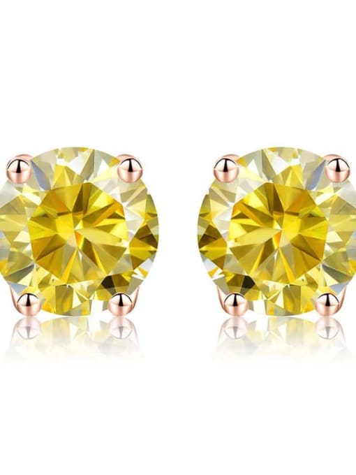 Rose gold（Lemon Yellow） 925 Sterling Silver Moissanite Geometric Dainty Stud Earring