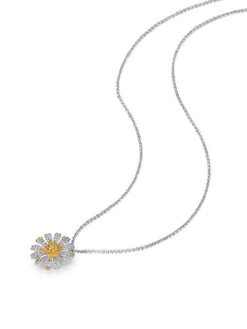 A&T Jewelry 925 Sterling Silver High Carbon Diamond Flower Luxury Necklace 4