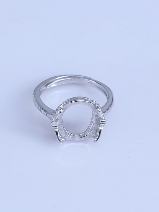 Supply 925 Sterling Silver 18K White Gold Plated Geometric Ring Setting Stone size: 10*12mm 0