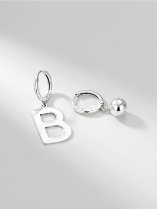 Letter B Earrings 925 Sterling Silver Asymmetry Letter Minimalist Drop Earring
