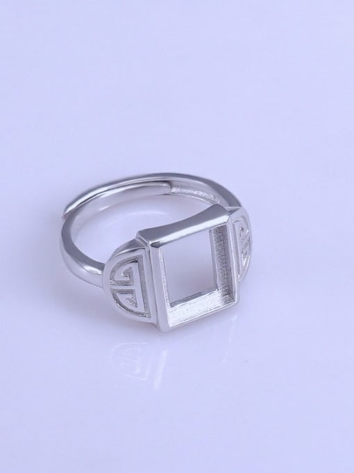 Supply 925 Sterling Silver Rectangle Plated Platinum Ring Setting Stone size: 6*8 ,8*10mm 2
