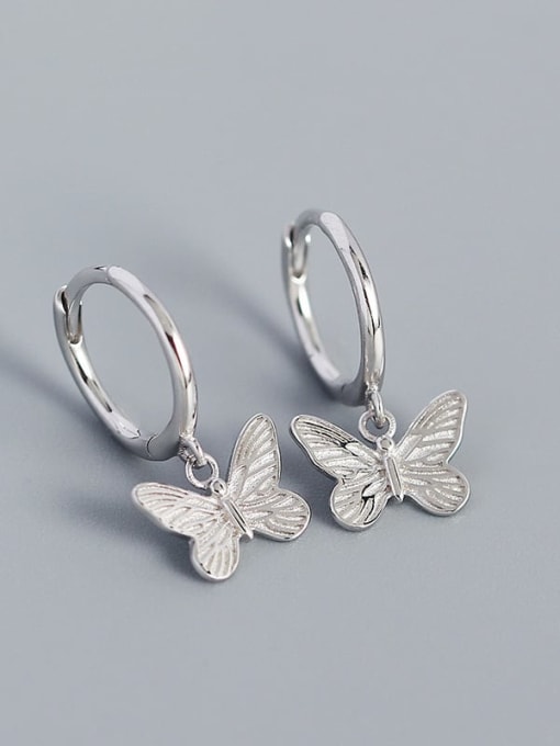 platinum 925 Sterling Silver Butterfly Vintage Huggie Earring
