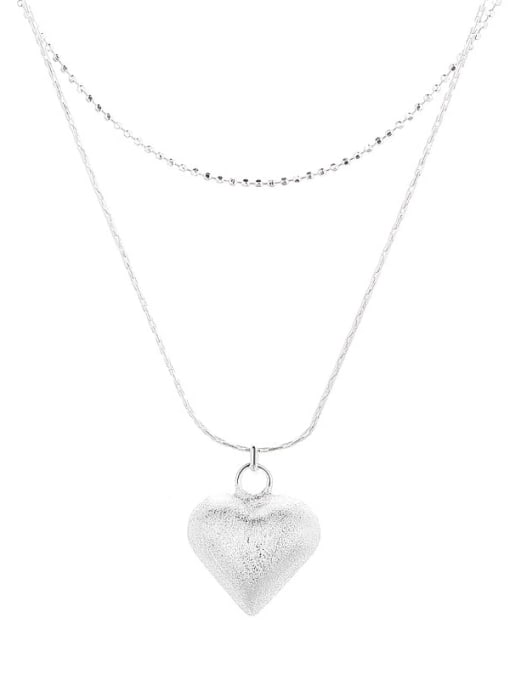 530FL approximately 4.4g 925 Sterling Silver Heart Dainty Multi Strand Necklace