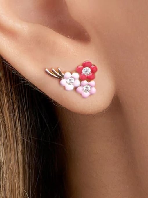 YUANFAN 925 Sterling Silver Enamel Flower Cute Stud Earring 3