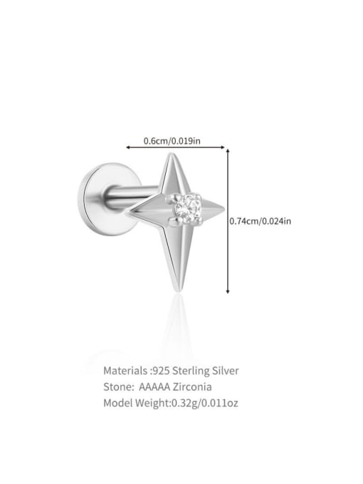 Single Platinum 3 925 Sterling Silver Cubic Zirconia Geometric Dainty Single Earring