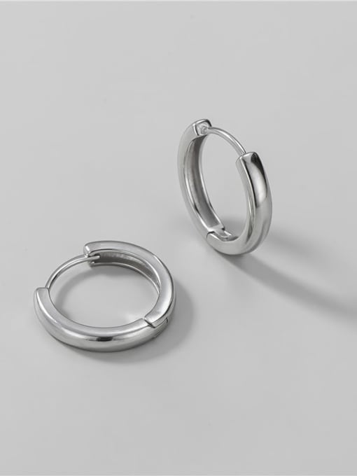 White Gold（Single -Only One) 925 Sterling Silver Round Minimalist Single Earring(Single -Only One)