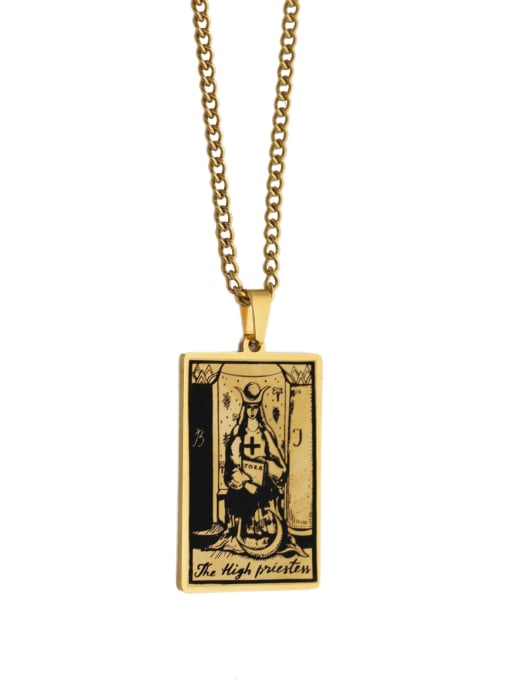 golden The High Priestess's Tarot hip hop stainless steel titanium steel necklace