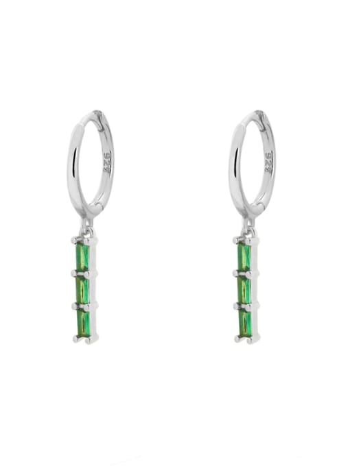 White Gold Type I 925 Sterling Silver Cubic Zirconia Geometric Minimalist Huggie Earring