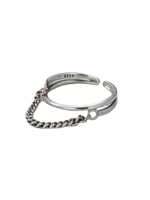 Chain ring 925 Sterling Silver Irregular Vintage Stackable Ring