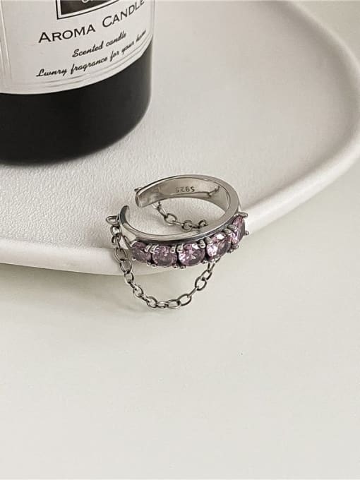 Pink 925 Sterling Silver Cubic Zirconia Geometric Vintage Stackable Ring