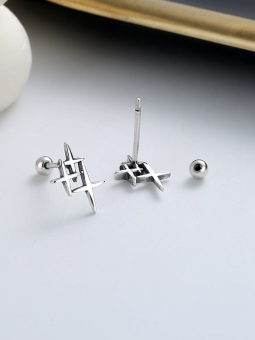 TAIS 925 Sterling Silver Cross Minimalist Stud Earring 2
