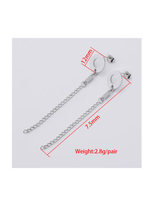 MEN PO Stainless steel Geometric chain Trend Threader Earring 2