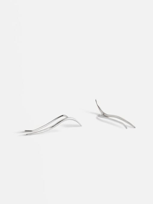 ZEMI 925 Sterling Silver Streamline Minimalist Clip Earring 0