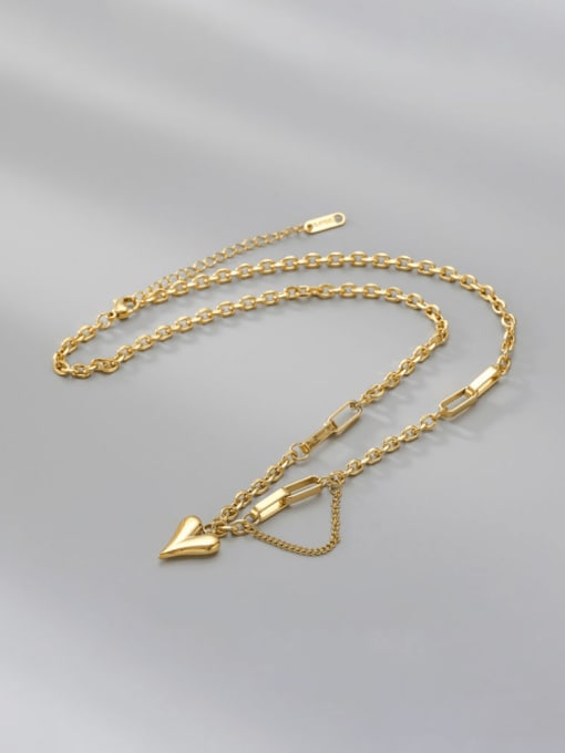 MEN PO Titanium Steel Heart Vintage Asymmetrical Chain Necklace 2