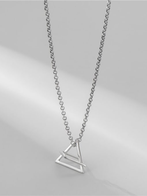 Geometric Necklace 925 Sterling Silver Geometric Minimalist Bead Chain Necklace