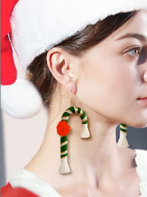 JMI Cotton Rope +Tassel Christmas Bossian Style Hand-Woven Earrings 1