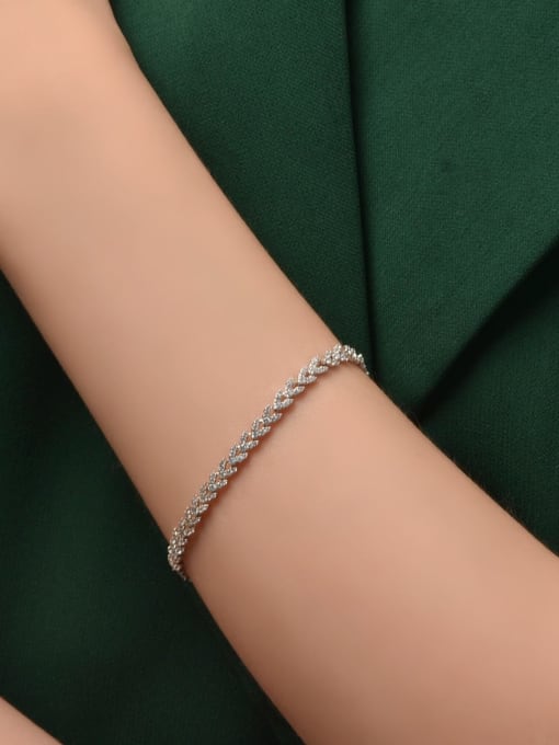 A&T Jewelry 925 Sterling Silver High Carbon Diamond Wheatear Dainty Bracelet 1