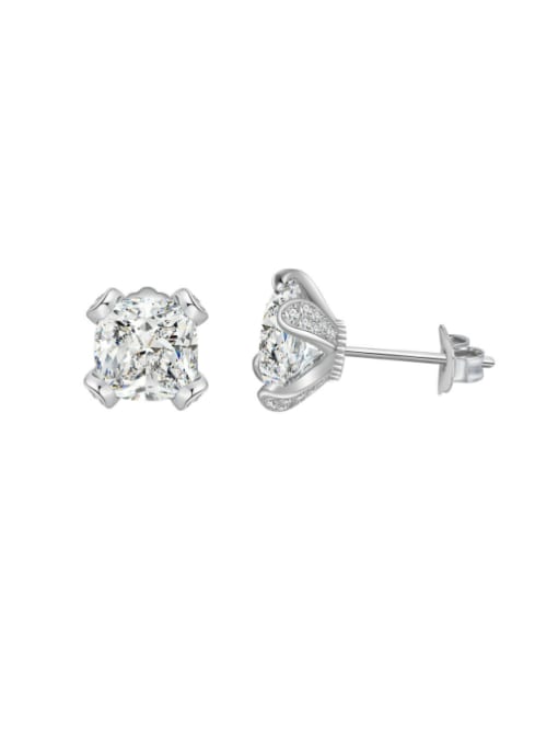 A&T Jewelry 925 Sterling Silver High Carbon Diamond Geometric Dainty Stud Earring