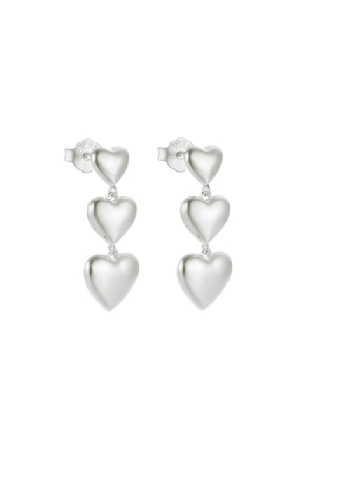 Platinum 925 Sterling Silver Heart Minimalist Drop Earring