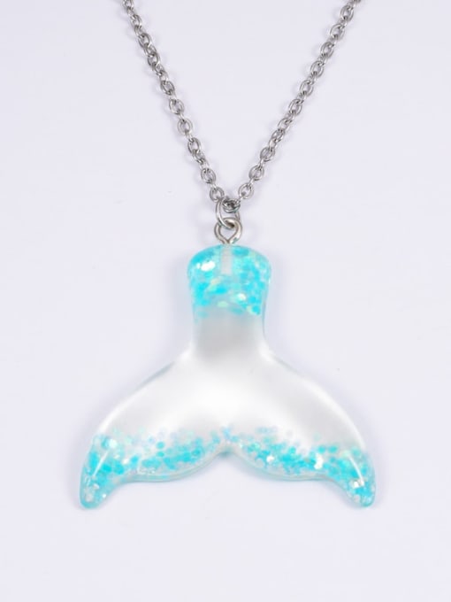 MEN PO Stainless steel Resin  Cute Wind Fish Tail Pendant Necklace 1