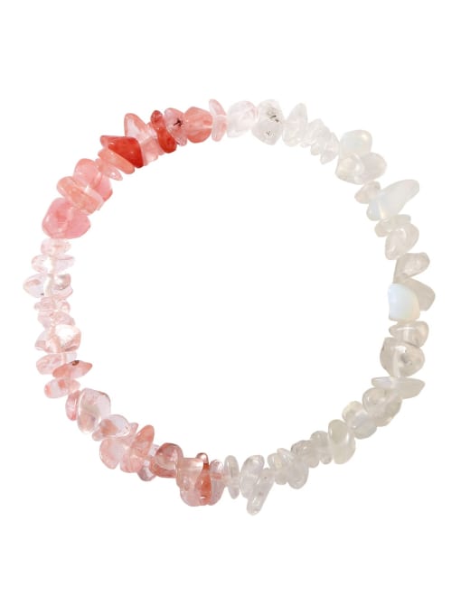Bc68002 strawberry white Multi Color Natural Stone  Geometric Trend Stretch Bracelet
