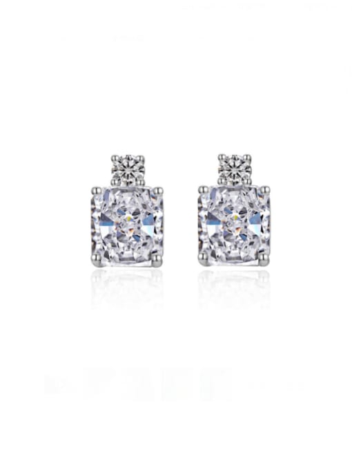 White diamond DY110061 925 Sterling Silver 5A Cubic Zirconia Geometric Luxury Stud Earring