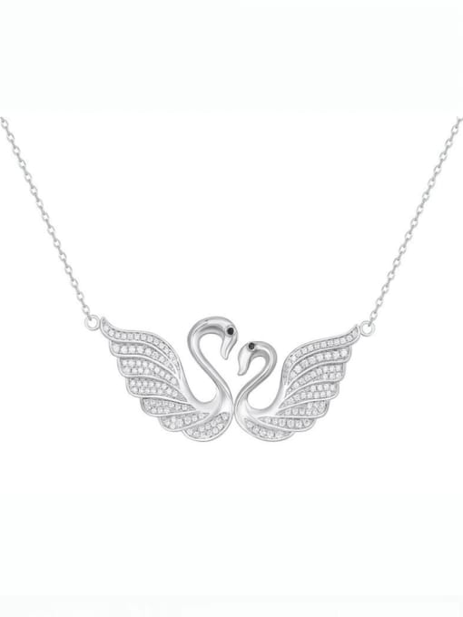 A&T Jewelry 925 Sterling Silver Cubic Zirconia Cute Swan  Pendant Necklace 0