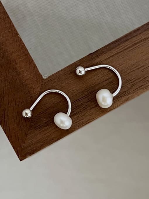 STL-Silver Jewelry 925 Sterling Silver Freshwater Pearl Geometric Dainty Stud Earring 3