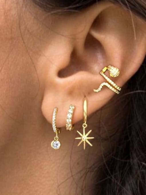 YUANFAN 925 Sterling Silver Cubic Zirconia Geometric Dainty Huggie Earring 1