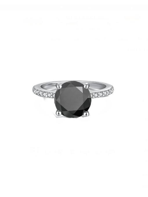 5.0 Ct  Black Mosonite 925 Sterling Silver Moissanite Geometric Dainty Band Ring