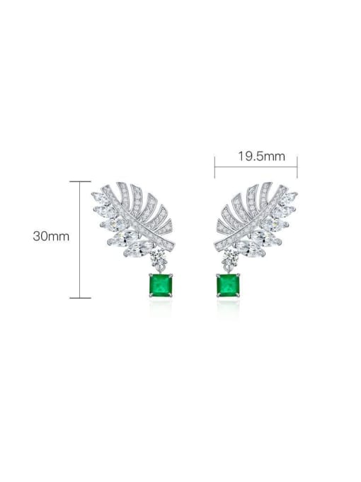 A&T Jewelry 925 Sterling Silver High Carbon Diamond Leaf Luxury Stud Earring 2