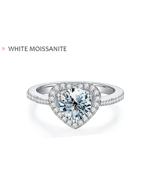 1.0 ct (white Mosan diamond) 925 Sterling Silver Moissanite Heart Dainty Band Ring