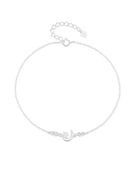 Silver plated 925 Sterling Silver Moon Minimalist Anklet