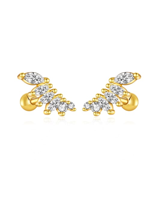 18k gold (white stone) 925 Sterling Silver Cubic Zirconia Wing Dainty Stud Earring