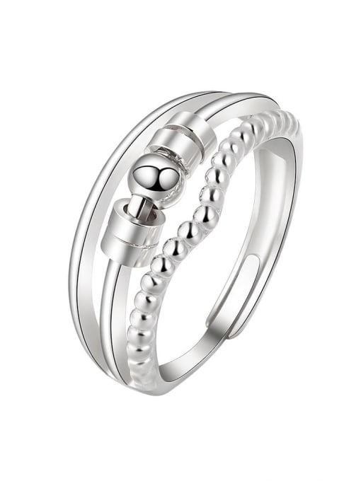 PNJ-Silver 925 Sterling Silver Rotating Bead Geometric Minimalist Stackable Ring 3