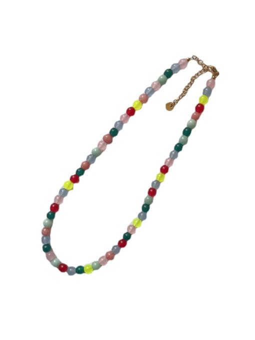 W.BEADS Natural Stone Multi Color Bohemia Handmade Beading  Necklace 3