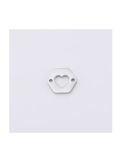 MEN PO Stainless steel hollow double-hole polygon love heart Connectors 0