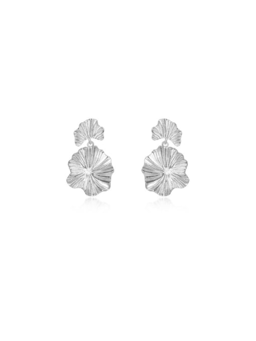 E3462 platinum 925 Sterling Silver Flower Minimalist Drop Earring