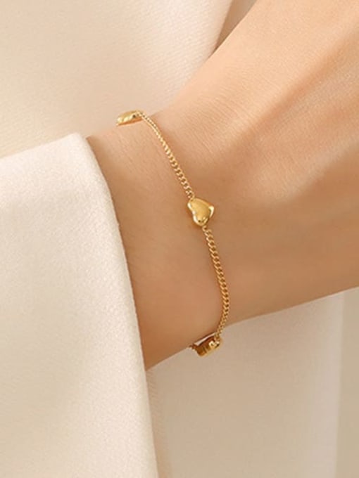 Four Love Gold Bracelets Titanium Steel Heart Minimalist Link Bracelet
