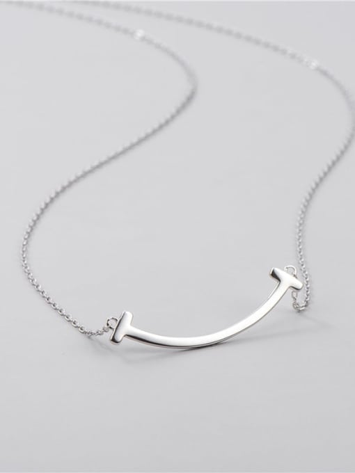 Platinum small 925 Sterling Silver Geometric Minimalist Necklace