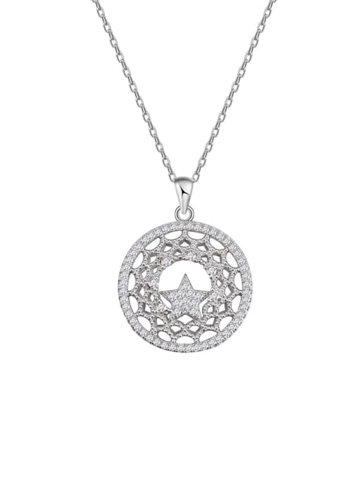 A&T Jewelry 925 Sterling Silver Cubic Zirconia Geometric Minimalist Necklace 0