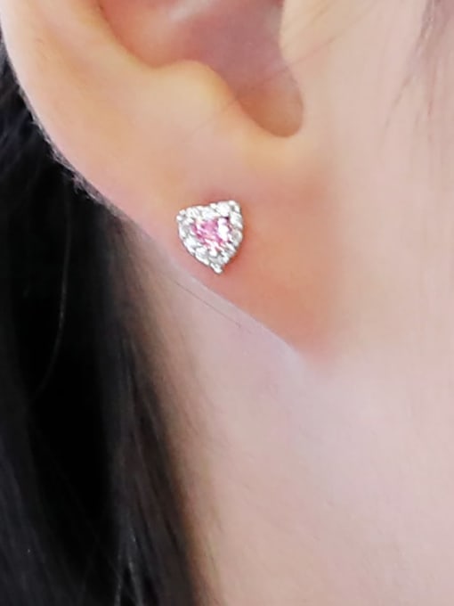 STL-Silver Jewelry 925 Sterling Silver Cubic Zirconia Heart Minimalist Stud Earring 1