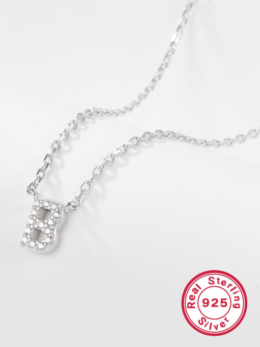 B Letter 925 Sterling Silver Letter Initials Necklace