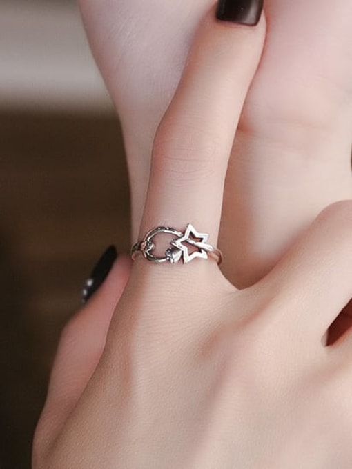 TAIS 925 Sterling Silver Hollow  Star Vintage Ring 1