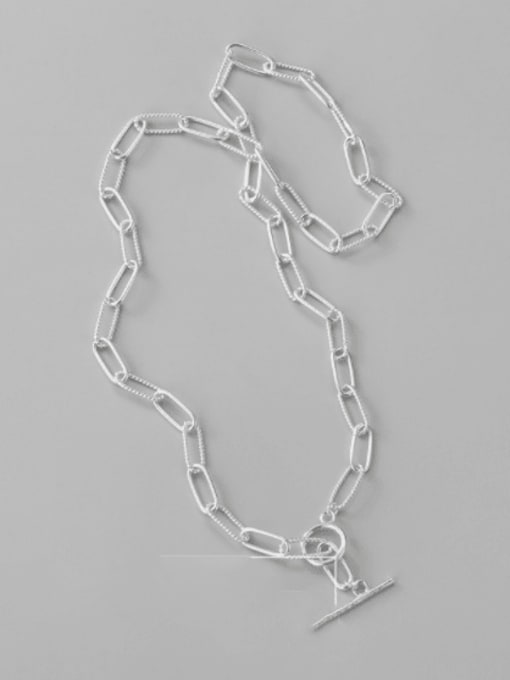 Twist room long Cross Necklace 925 Sterling Silver Geometric Minimalist Lariat Necklace