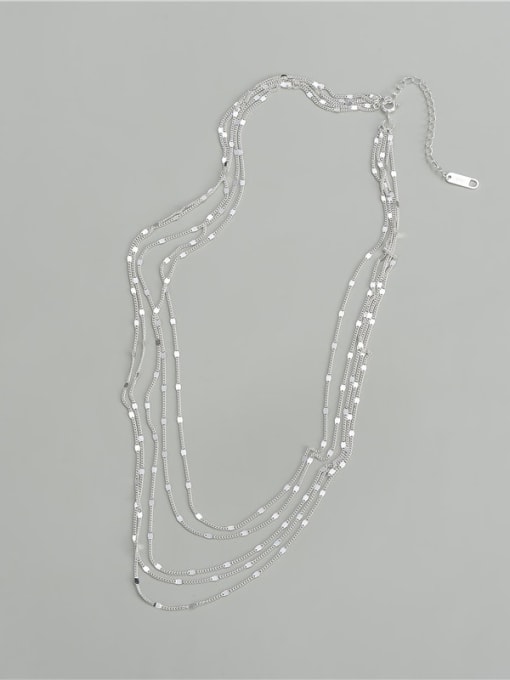 ARTTI 925 Sterling Silver Irregular Minimalist Multi Strand  Chain Necklace 3