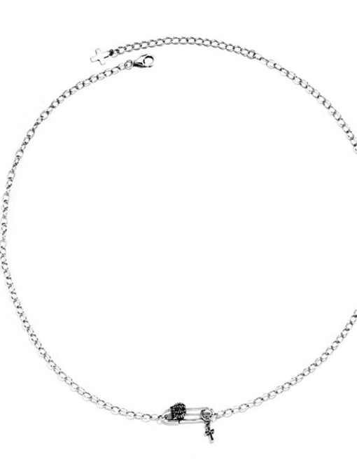 043L3.8g 925 Sterling Silver Crown Vintage Necklace